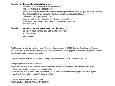 Povinné pojištění CK - Pojištění proti úpadku CK